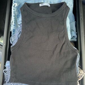 Zara Black Ribbed Tank Top